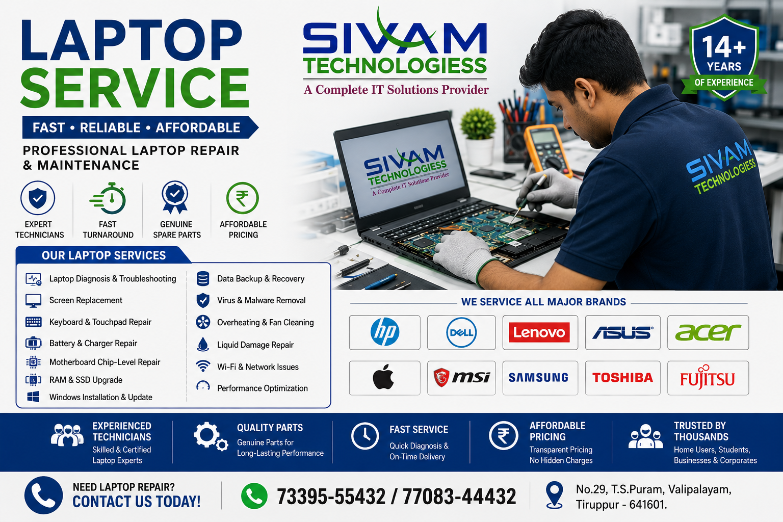 Professional Laptop Service in Tirupur – Fast, Reliable & Affordable Repairs